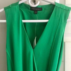 Emerald Green Sateen Wrap Dress - XS